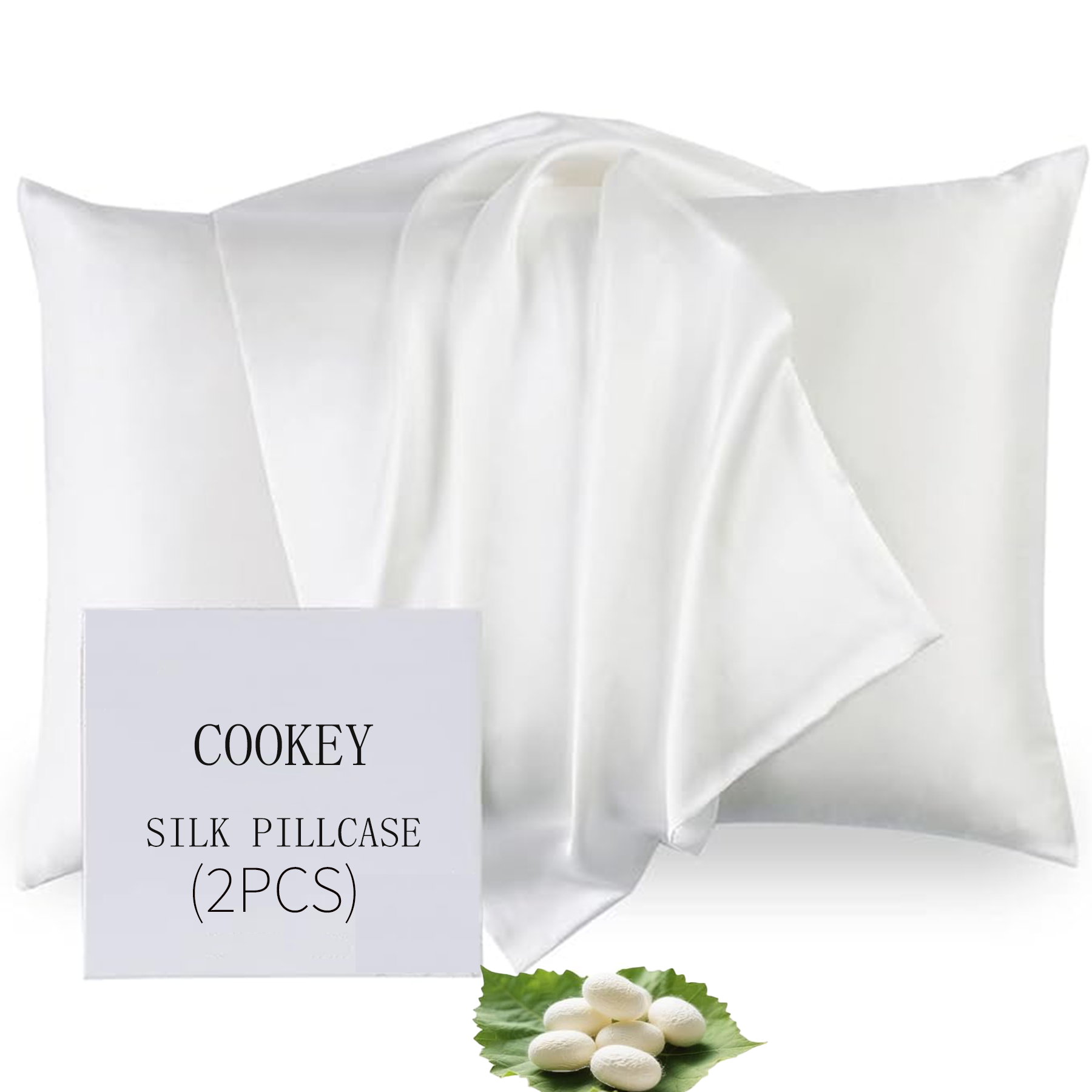 COOKEY Satin Pillowcases 2 Pack with Envelope Closure, Silk Pillow Cases Set of 2,Pillow Covers