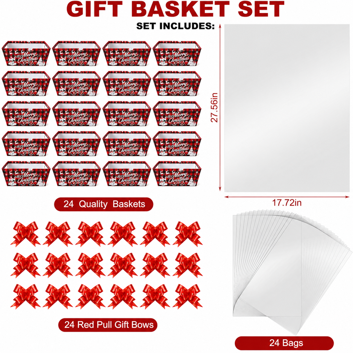 Cookey 72pcs Christmas Gift Baskets With Christmas Baskets For Holiday Treats, Candy, And Party Table Decorative Displays