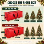 COOKEY Artificial Christmas Tree Storage Bag for Tree, PE Holiday Storage Organizer with Zipper and Carry Handles, Red Seasonal Storage Bag