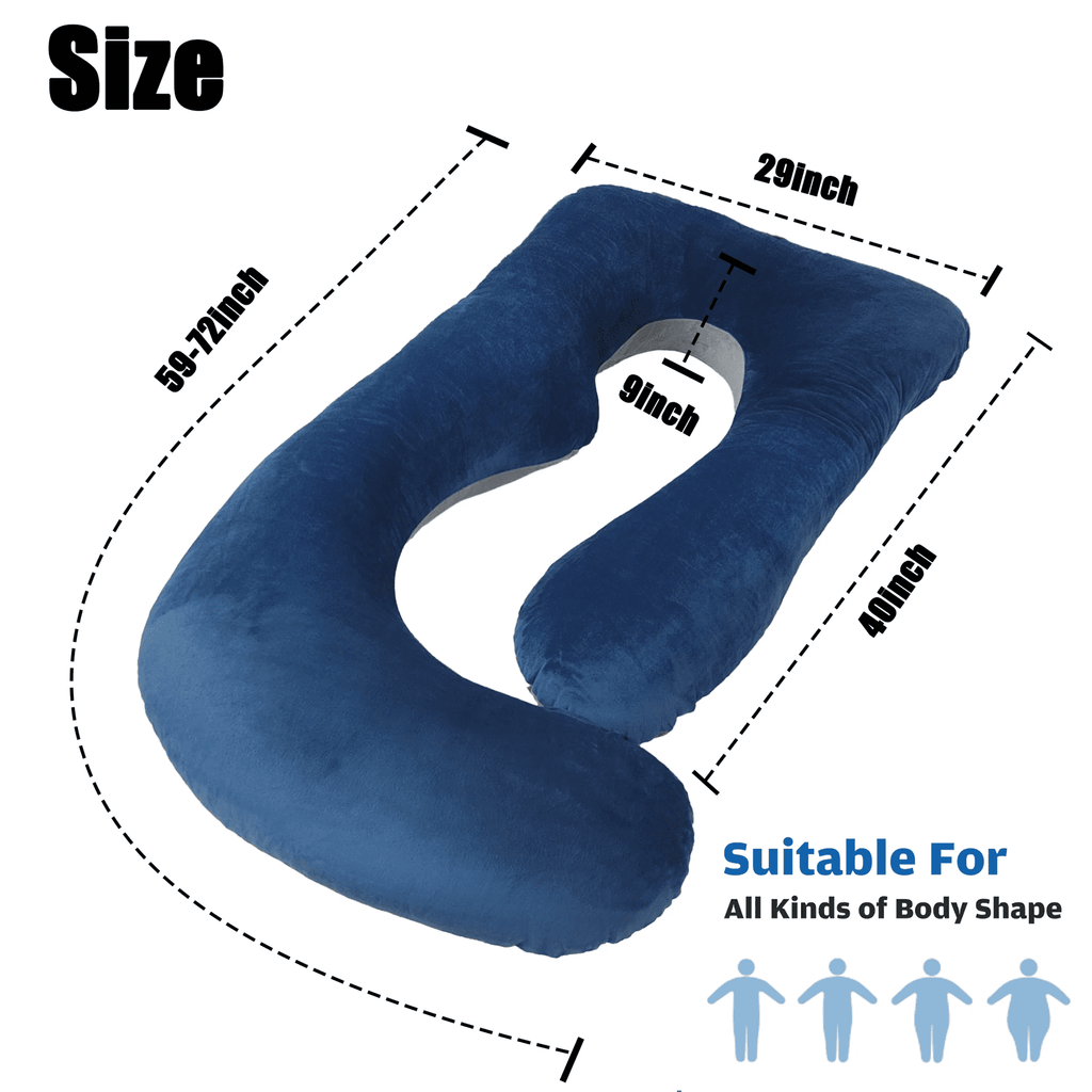 COOKEY Pregnancy Pillow with Removable Velvet Cover,U Shaped Full Body Maternity Pillows for Sleeping,72inch