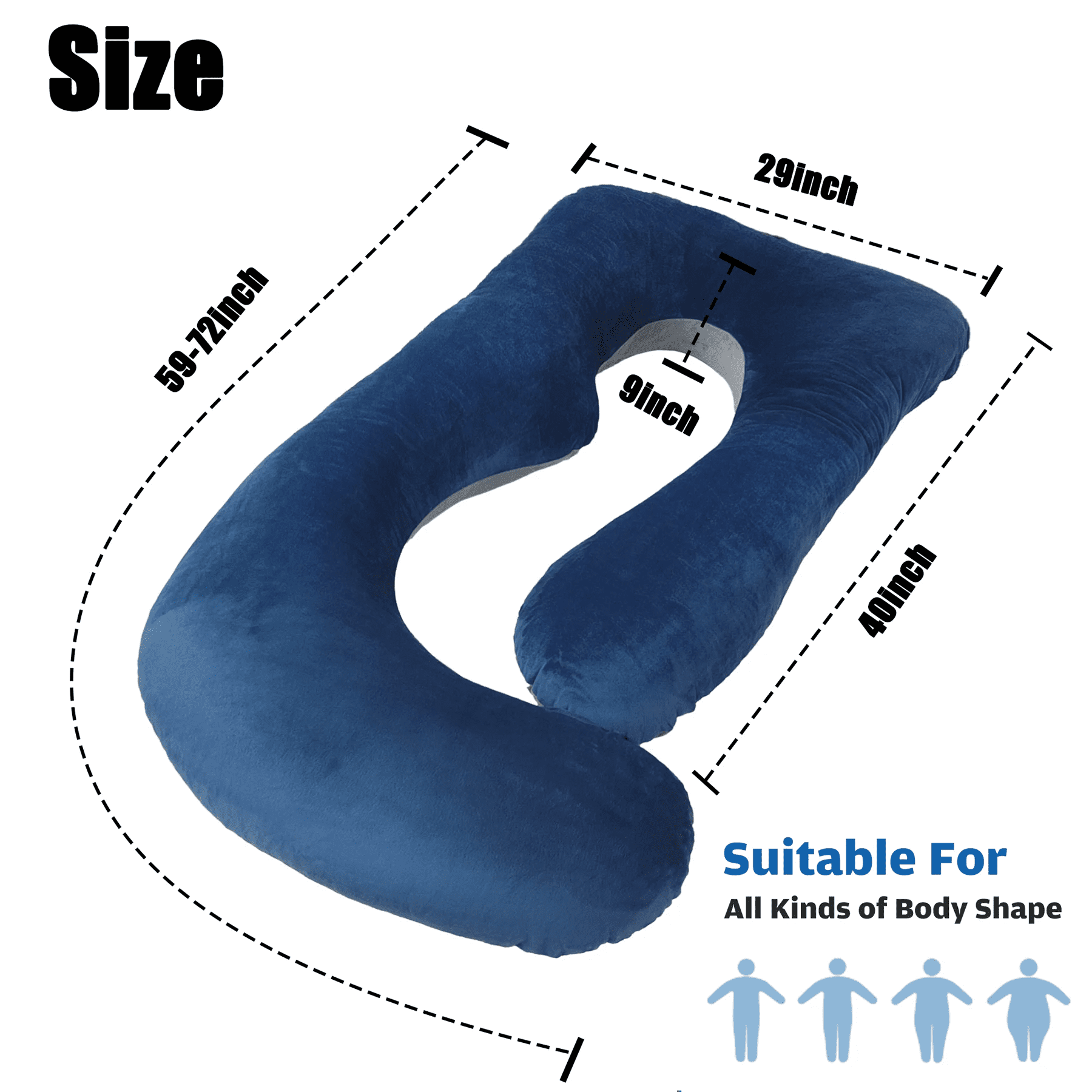 COOKEY Pregnancy Pillow with Removable Velvet Cover,U Shaped Full Body Maternity Pillows for Sleeping,72inch