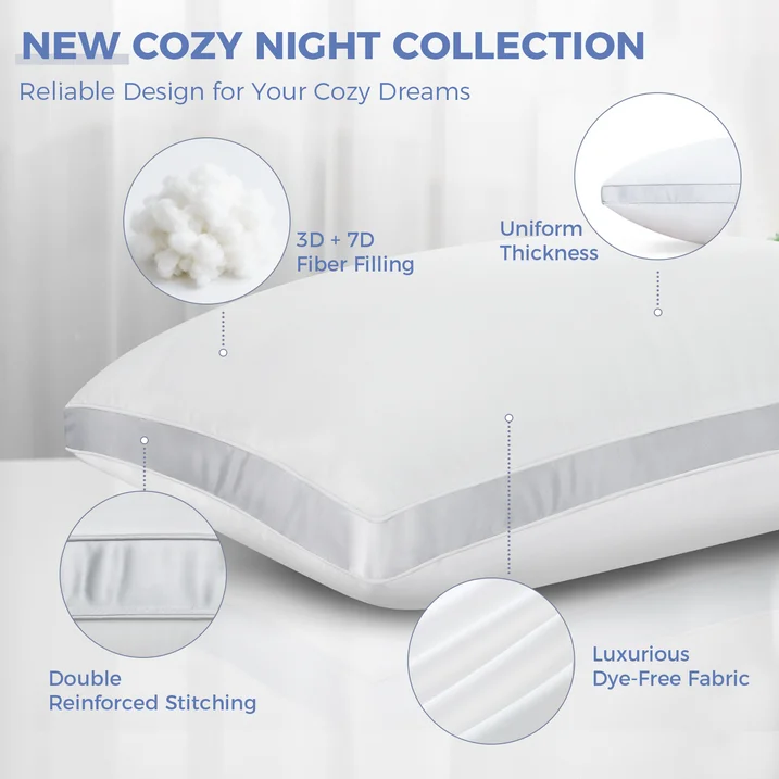 COOKEY Bed Pillows, Luxury Hotel Quality,Fluffy and Supportive Gusseted Bed Pillows for Side, Back, or Stomach Sleepers
