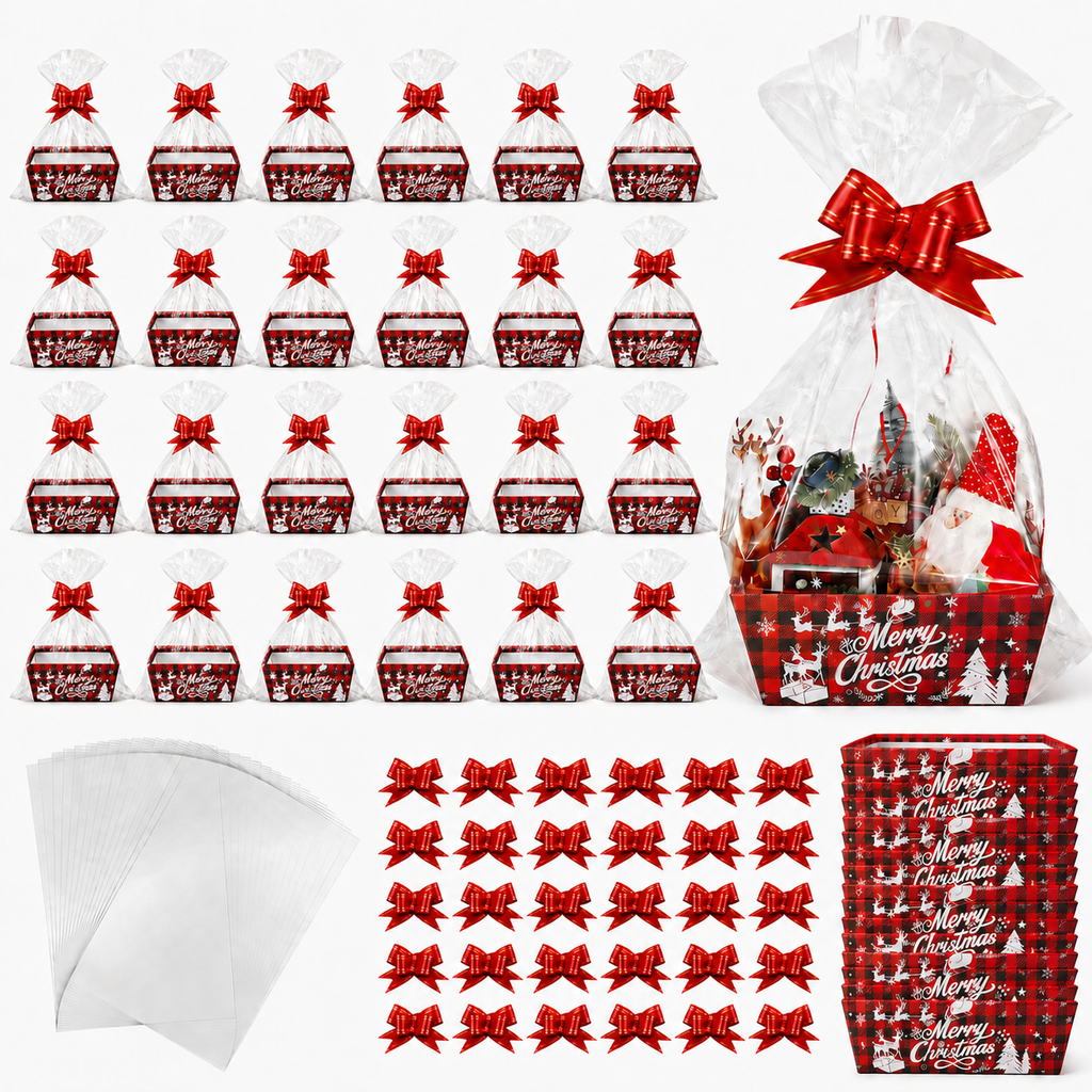 Cookey 72pcs Christmas Gift Baskets With Christmas Baskets For Holiday Treats, Candy, And Party Table Decorative Displays