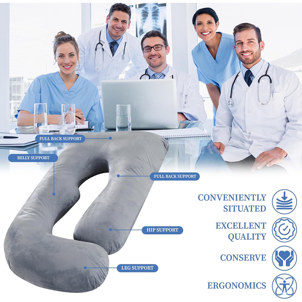 COOKEY Pregnancy Pillow with Removable Velvet Cover,U Shaped Full Body Maternity Pillows for Sleeping,72inch