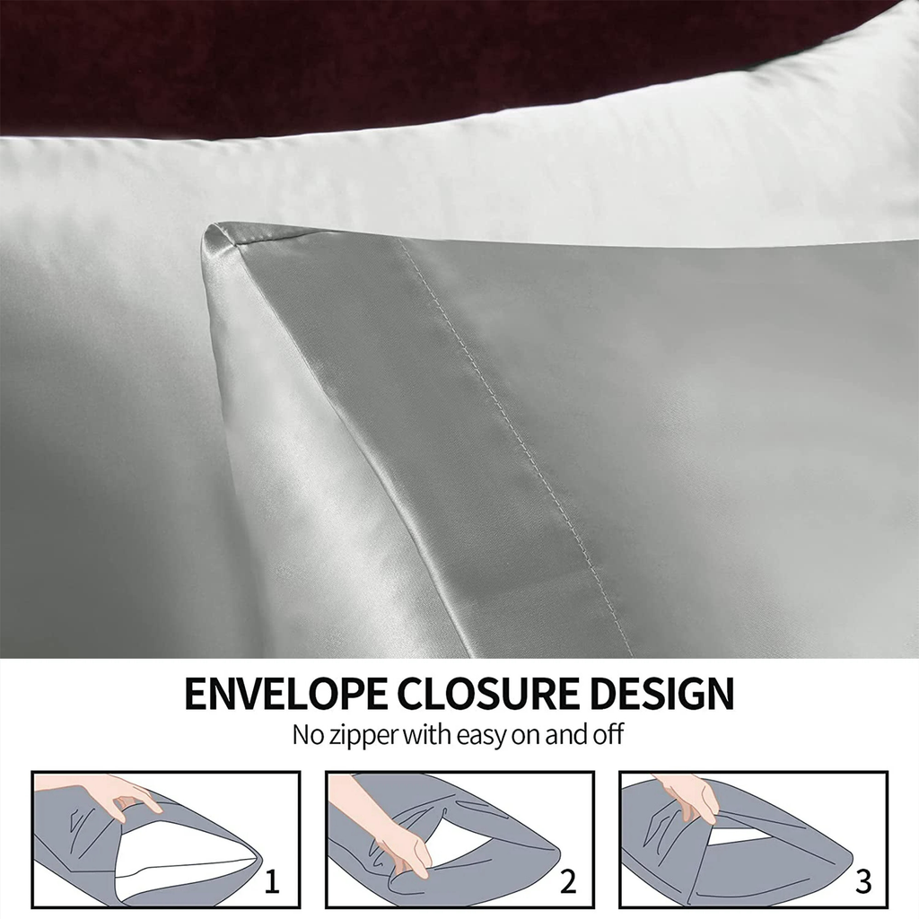 COOKEY Satin Pillowcases 2 Pack with Envelope Closure, Silk Pillow Cases Set of 2,Pillow Covers
