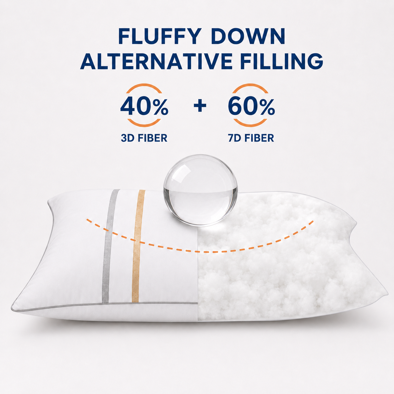 COOKEY Down Alternative Pillow for Bed with Satin Ribbon Design, Hotel Quality Gel Fiber Fill, Fluffy Supportive Bed Pillow for Side Back Stomach Sleepers, White