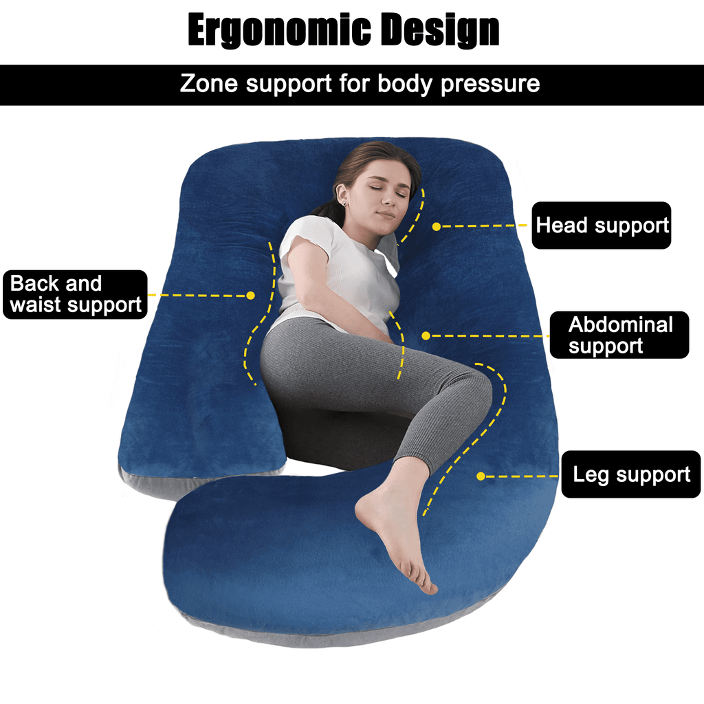 COOKEY Pregnancy Pillow with Removable Velvet Cover,U Shaped Full Body Maternity Pillows for Sleeping,72inch