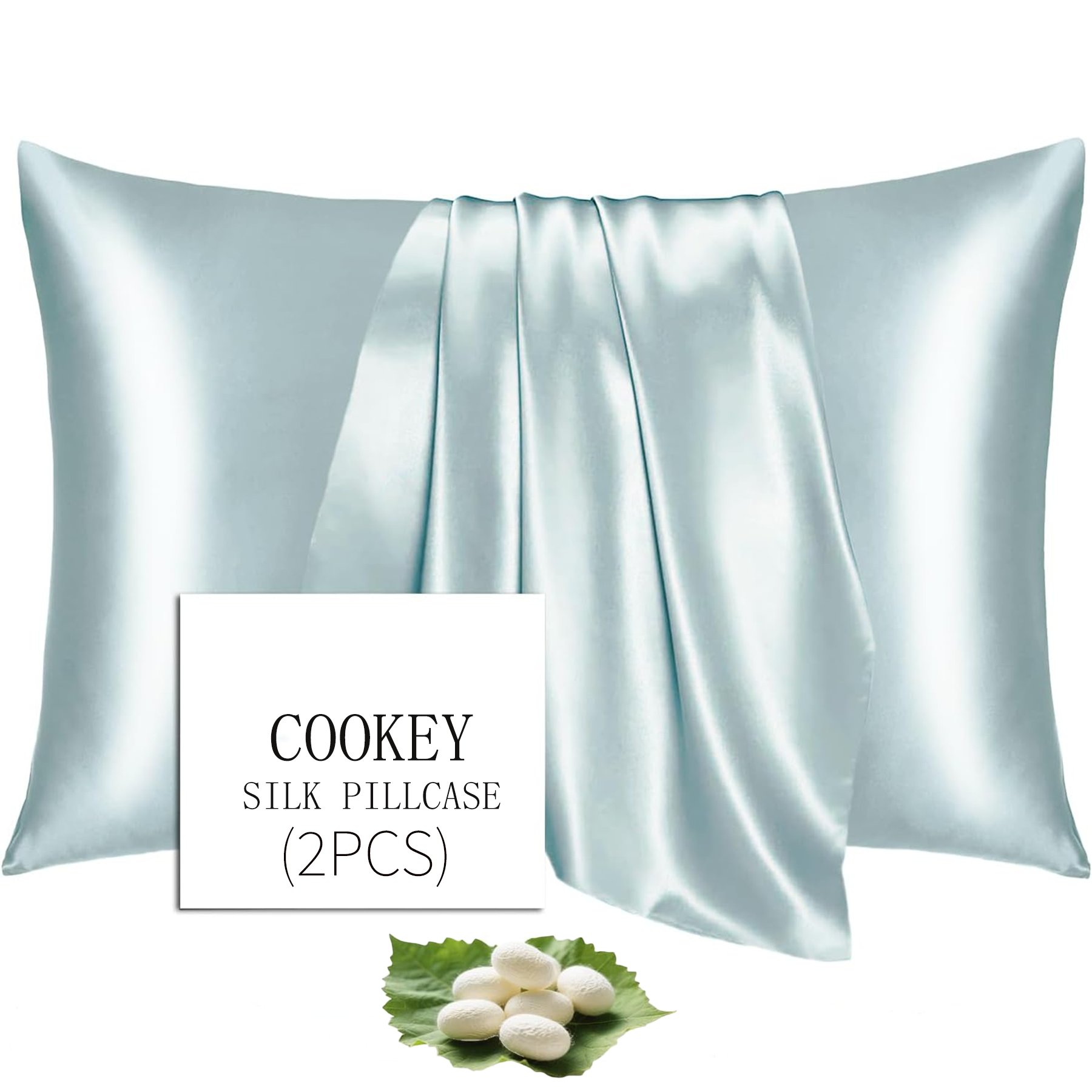 COOKEY Satin Pillowcases 2 Pack with Envelope Closure, Silk Pillow Cases Set of 2,Pillow Covers