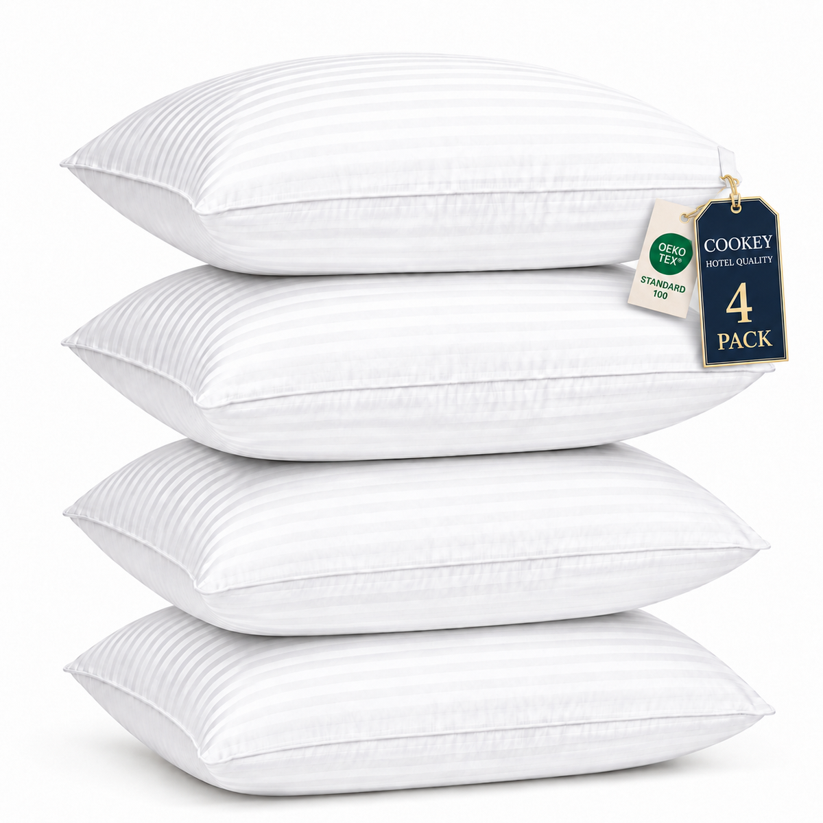 COOKEY Pillow for Bed ,Down Alternative Pillows for Sleeping , Luxury Hotel Pillow for Back,Stomach or Side Sleeper