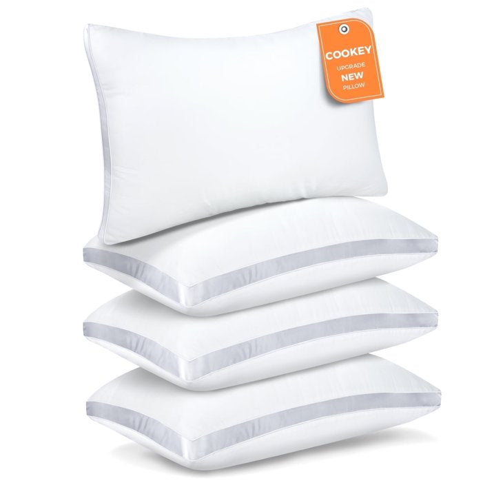 COOKEY Bed Pillows, Luxury Hotel Quality,Fluffy and Supportive Gusseted Bed Pillows for Side, Back, or Stomach Sleepers