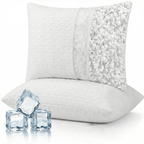 COOKEY Cooling Pillows Size Set of 2, Shredded Memory Foam Pillows Cool for Hot Sleepers, Adjustable Firm Soft Support Bed Pillows