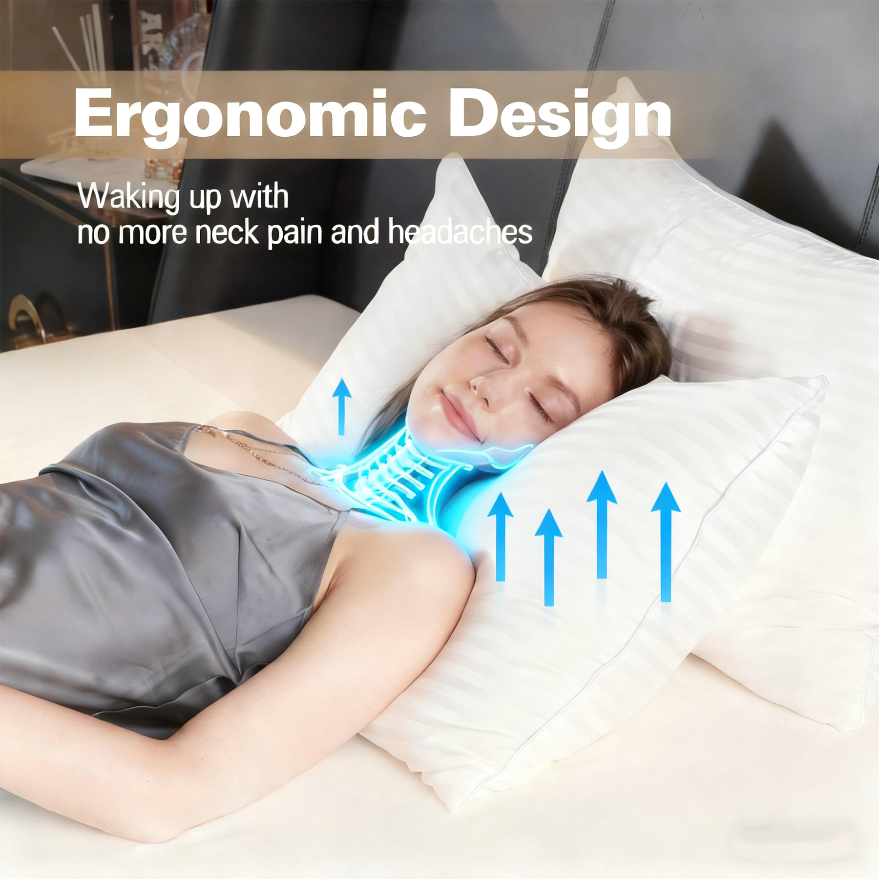 COOKEY Pillow for Bed ,Down Alternative Pillows for Sleeping , Luxury Hotel Pillow for Back,Stomach or Side Sleeper