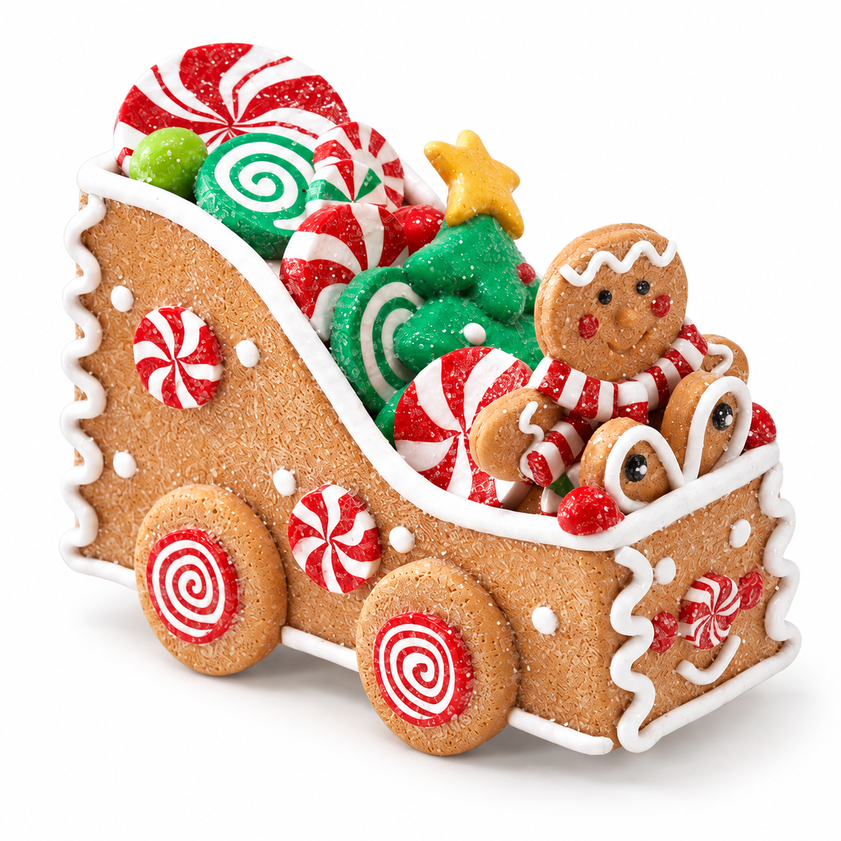 COOKEY Christmas Train Decoration, Holiday Mini Train Tabletop Figurine for Xmas Tree, Mantel, Shelf and Home Decor