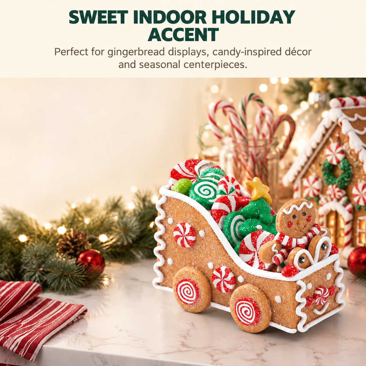 COOKEY Christmas Train Decoration, Holiday Mini Train Tabletop Figurine for Xmas Tree, Mantel, Shelf and Home Decor