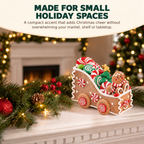 COOKEY Christmas Train Decoration, Holiday Mini Train Tabletop Figurine for Xmas Tree, Mantel, Shelf and Home Decor