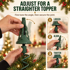 COOKEY Christmas Tree Topper Holder, Adjustable Twist-On Metal Tree Topper Stabilizer with Spiral Support and Attachments, Christmas Tree Topper Support for Star Angel Holiday Decorations, Green