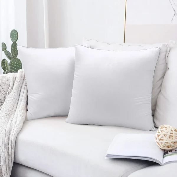 COOKEY 14 x 14 Throw Pillow Inserts(Set of 2),Indoor White Square Decorative Pillows for Couch & Bed