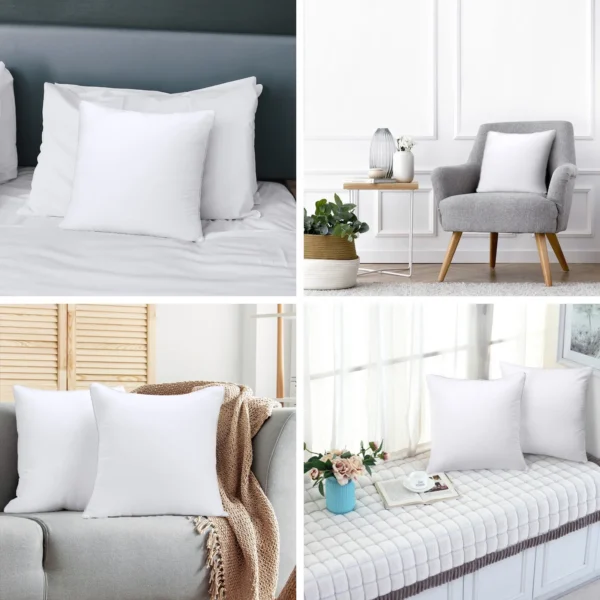 COOKEY 14 x 14 Throw Pillow Inserts(Set of 2),Indoor White Square Decorative Pillows for Couch & Bed
