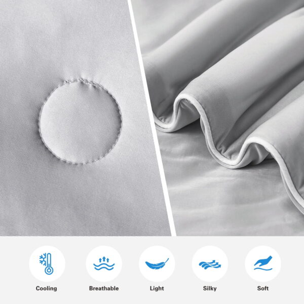 COOKEY Cooling Comforter for Hot Sleepers, Summer King Size Cool Quilt,Lightweight Breathable Blanket,Gray